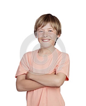 Smiling adolescent with a happy gesture
