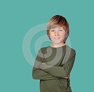 Smiling adolescent with a happy gesture
