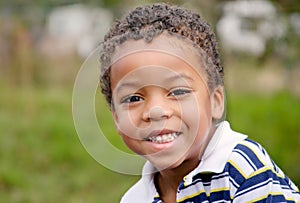 Smiling African American boy photo