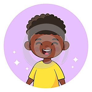 Smiling African American boy. Happy child. Avatar for social networks. Vector illustration