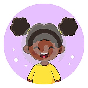 Smiling African American girl. Happy child. Avatar for social networks. Vector illustration