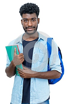 Smiling african american male student with beard