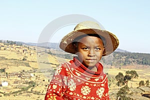 Smiling african boy with hat on head