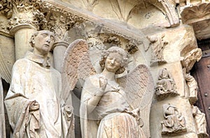 Smiling angel. Notre-Dame de Reims Cathedral. Reims, France