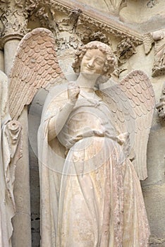 Smiling angel. Notre-Dame de Reims Cathedral. Reims, France