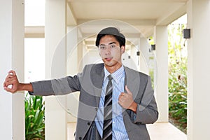 Smiling Asian businessman