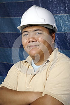 Smiling asian contractor