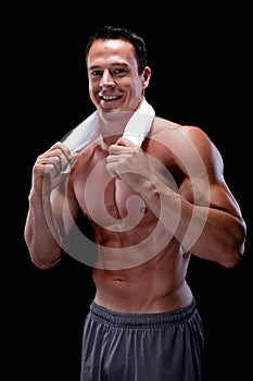 Smiling Athletic Male with towel