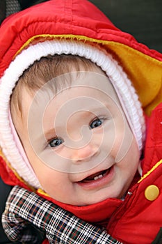 Smiling baby close-up portrait
