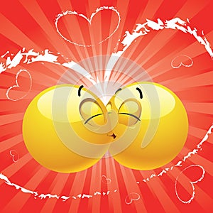 Smiling ball kissing