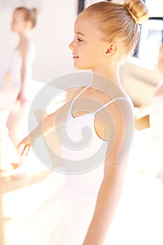 Smiling Ballet Girl During the Dance Training