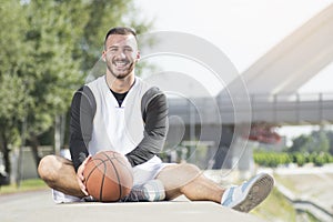 Smiling basketball player