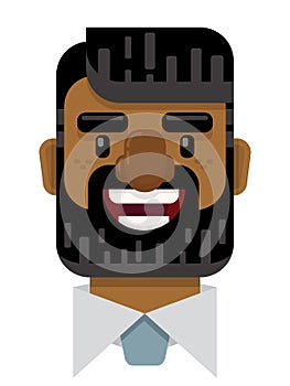 Smiling Bearded Businessman Flat Vector Illustration Icon