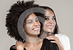 Smiling beautiful african american girls.