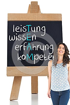 Smiling beautiful brunette posing