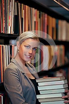 Smiling beautiful librarian