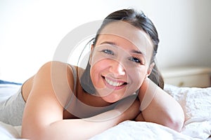 Smiling beautiful natural woman portrait