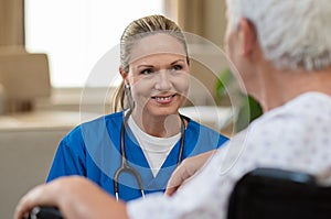 Nurse take care of senior patient photo