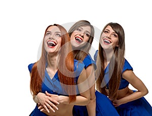 Smiling beautiful Triplets women