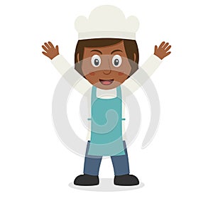 Smiling Black Female Pizza Chef Character