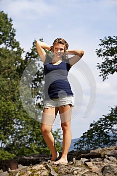 Smiling blond teenage girl