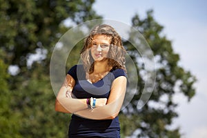 Smiling blond teenage girl