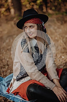 Smiling blonde girl. Portrait of happy beautiful young woman.