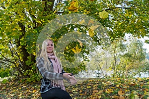 Smiling blonde girl. Portrait of happy cheerful beautiful young