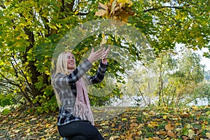 Smiling blonde girl. Portrait of happy cheerful beautiful young