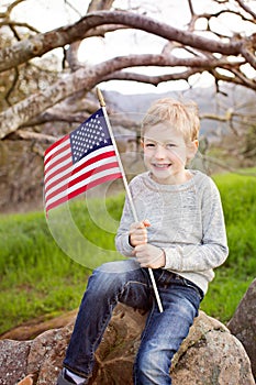Smiling boy with american flag