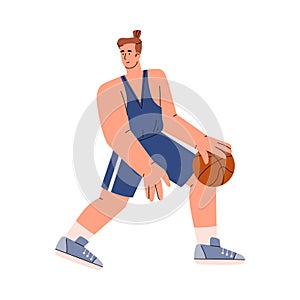 Smiling boy basketball player flat style, vector illustration