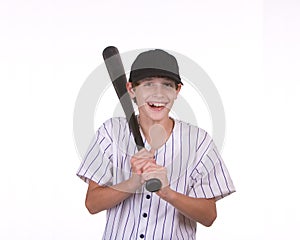 Smiling boy holding bat