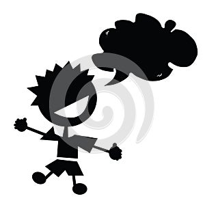 Smiling boy with speech bubble4 black