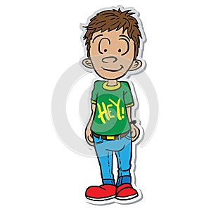 Smiling boy standing sticker