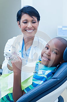 Smiling boy waiting for dental exam