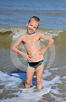 Smiling boy in water