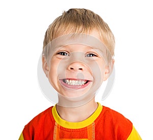 Smiling boy on white background