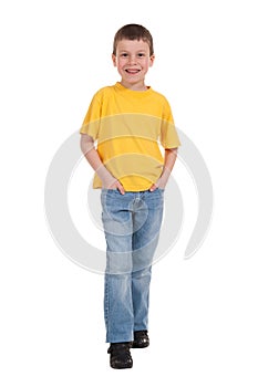 Smiling boy in yellow t-shirt