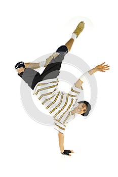 Smiling breakdancer