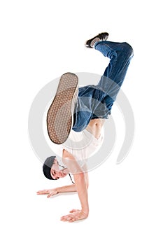 Smiling breakdancer