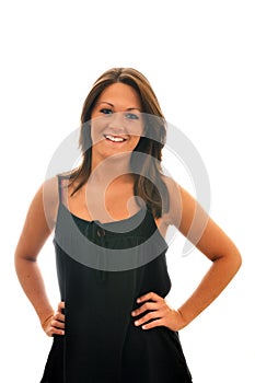 Smiling Brunette Girl Isolated