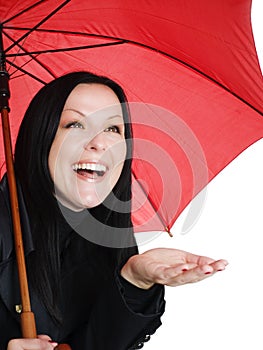 Smiling brunette woman in fall clothes