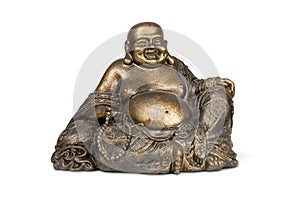 Smiling Buddha brass figurine