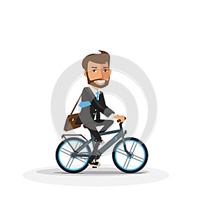 Smiling Business Man riding an Electric Bicycle