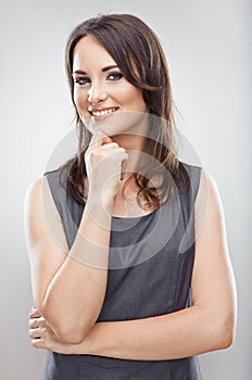 Smiling business woman , crossed arms. Young model.