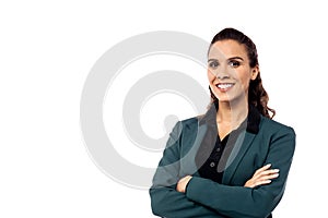 Smiling business woman, isolated on white