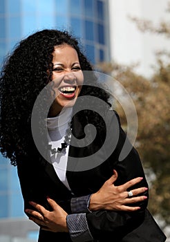 Smiling business woman portrait outdoors