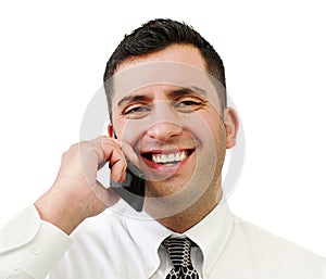 Smiling Businessman On Cell Phone