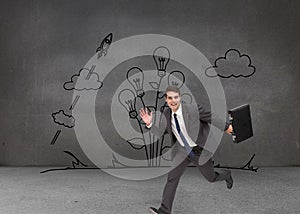 Smiling businessman in a hury