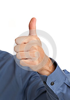 Smiling Businessman Pointing Finger